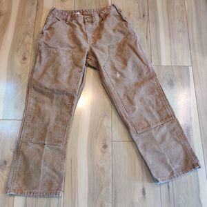 Vintage Carhartt Women's Canvas Double Knee WB136 BRN Size 10x28 Work Pants